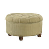 Fabric Upholstered Wooden Ottoman with Tufted Lift Off Lid Storage, Beige and Brown - N8264-F1077 By Casagear Home