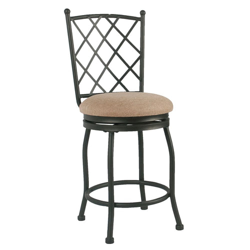 Counter Stool | Metal Frame | Fabric Seat | Designer Back | Beige Black