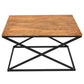 35 Inch Wooden Rectangle Coffee Table with X Shape Metal Frame Brown and Black By The Urban Port UPT-242948