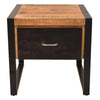 24 Inch Single Drawer Wooden Side Table with Metal Frame Brown and Black By The Urban Port UPT-242953