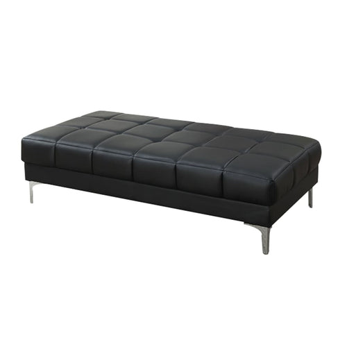 Ottoman | Modish Style | Bonded Leather Upholstery | Black