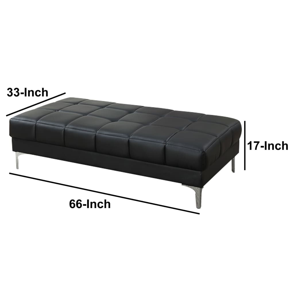 Modish Bonded Leather Ottoman In Black PDX-F7228