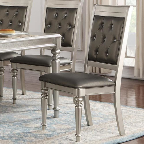 Dining Chair | Diamond Tufted Back | Rubber Wood | Set of 2 | Gray