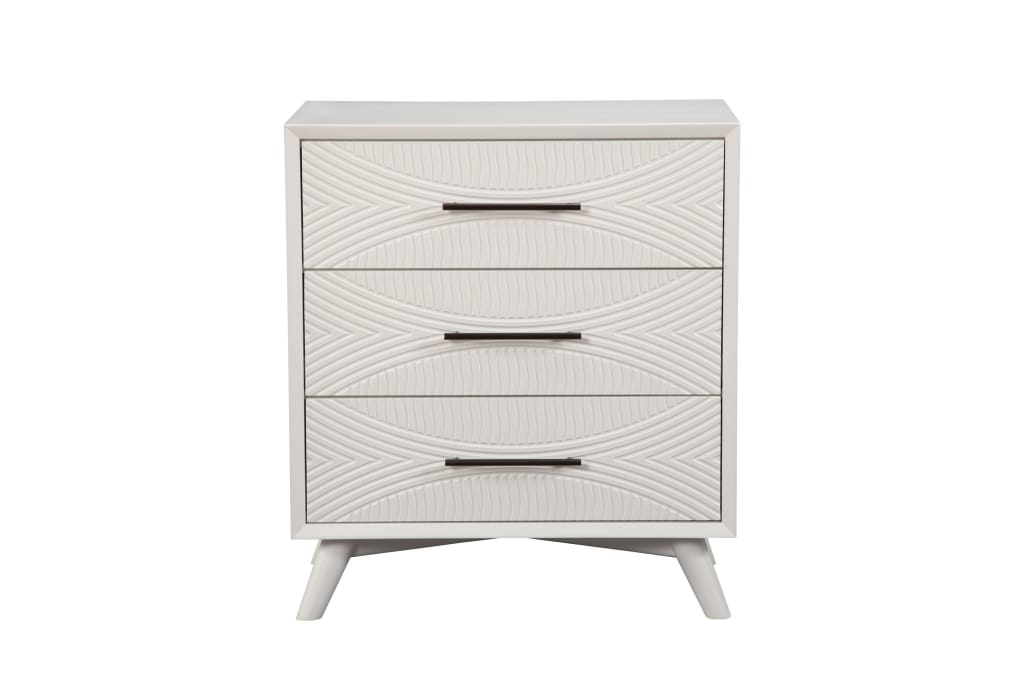 Small Chest | 3 Drawers | Mahogany Wood | White | Splayed Legs