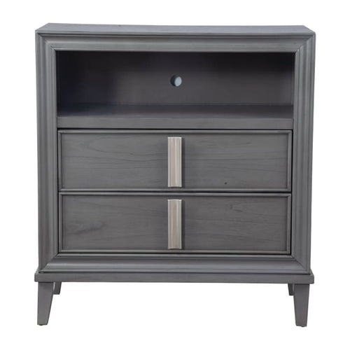 Media Chest | 2 Drawers | 1 Shelf | Transitional Style | Gray