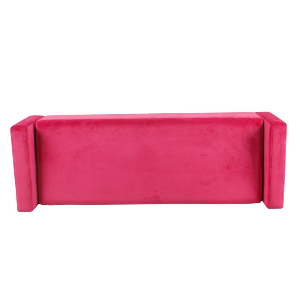 Velvet Upholstered Wooden Bench with Tapered Legs and Track Armrest Pink and Brown - K7743-B268 KFN-K7743-B268
