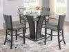 Brandon Counter Height Table | 54" Glass Top | Glam Dark Gray Pedestal