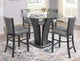 Brandon Counter Height Table | 54" Glass Top | Glam Dark Gray Pedestal