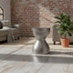 Industrial Style Hammered Texture Iron Stool with Hourglass Shaped Body, Silver By The Urban Port