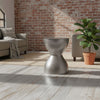 Industrial Style Hammered Texture Iron Stool with Hourglass Shaped Body, Silver By The Urban Port