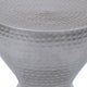 Industrial Style Hammered Texture Iron Stool with Hourglass Shaped Body, Silver By The Urban Port