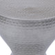 Industrial Style Hammered Texture Iron Stool with Hourglass Shaped Body, Silver By The Urban Port