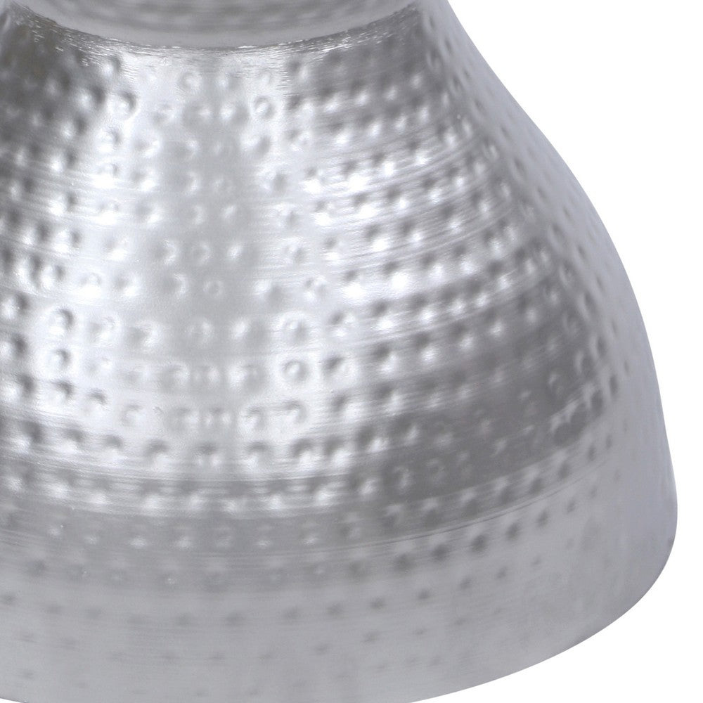 Industrial Style Hammered Texture Iron Stool with Hourglass Shaped Body, Silver By The Urban Port