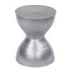 Industrial Style Hammered Texture Iron Stool with Hourglass Shaped Body, Silver By The Urban Port
