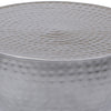 Industrial Style Hammered Texture Iron Stool with Hourglass Shaped Body, Silver By The Urban Port