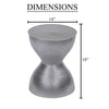 Industrial Style Hammered Texture Iron Stool with Hourglass Shaped Body, Silver By The Urban Port