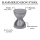 Industrial Style Hammered Texture Iron Stool with Hourglass Shaped Body, Silver By The Urban Port
