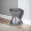 Industrial Style Hammered Texture Iron Stool with Hourglass Shaped Body, Silver By The Urban Port