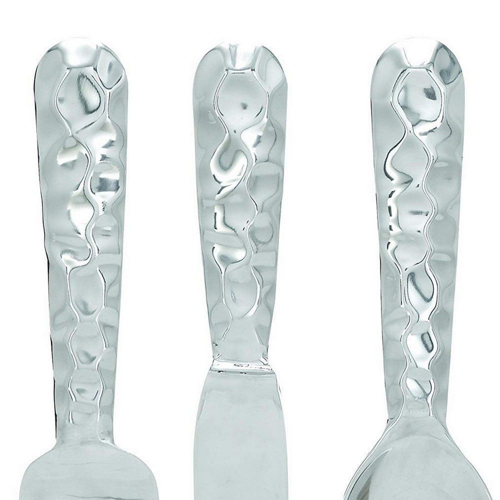 26169 Artistic Cutlery Wall Decor In Metal, Set of Three, Silver-Benzara