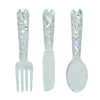 26169 Artistic Cutlery Wall Decor In Metal, Set of Three, Silver-Benzara