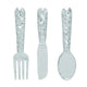 26169 Artistic Cutlery Wall Decor In Metal, Set of Three, Silver-Benzara