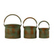 Tinged Metal Bucket Planter With Handles Patina Rust Finish Green Set of 3 - BM01164 BM01164