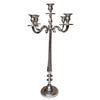 24 Inches Handcrafted 5 Arms Aluminum Candelabra in Traditional Style, Polished Silver
