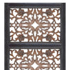 Rectangular Wall Panel with Intricate Floral Carvings, Burnt Black The Urban Port