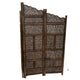 Benzara Hand Carved Foldable 4-Panel Wooden Partition Screen/RoomDivider,Brown - BM01875