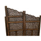 Benzara Hand Carved Foldable 4-Panel Wooden Partition Screen/RoomDivider,Brown - BM01875