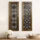 Benzara Floral Hand Carved Wooden Wall Panels, Assortment of Two, Brown
