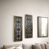 Benzara Floral Hand Carved Wooden Wall Panels, Assortment of Two, Brown