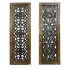 Benzara Floral Hand Carved Wooden Wall Panels, Assortment of Two, Brown