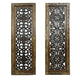 Benzara Floral Hand Carved Wooden Wall Panels, Assortment of Two, Brown