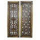 Benzara Floral Hand Carved Wooden Wall Panels Assortment of Two Brown BM01881