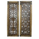 Benzara Floral Hand Carved Wooden Wall Panels, Assortment of Two, Brown
