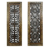 Benzara Floral Hand Carved Wooden Wall Panels Assortment of Two Brown BM01881
