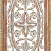 Rectangular Mango Wood Wall Panel Hand Crafted With Intricate Carving White and Brown The Urban Port 34130