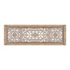 Rectangular Mango Wood Wall Panel Hand Crafted With Intricate Carving White and Brown The Urban Port 34130
