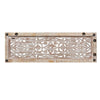 Rectangular Mango Wood Wall Panel Hand Crafted With Intricate Carving White and Brown The Urban Port 34130