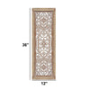 Rectangular Mango Wood Wall Panel Hand Crafted With Intricate Carving White and Brown The Urban Port 34130