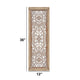 Rectangular Mango Wood Wall Panel Hand Crafted With Intricate Carving White and Brown The Urban Port 34130