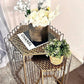 22 19 Inch 2 Piece Nesting End Side Table Set Hexagonal Top Wire Frame Metal Antique Brass By The Urban Port UPT-276802