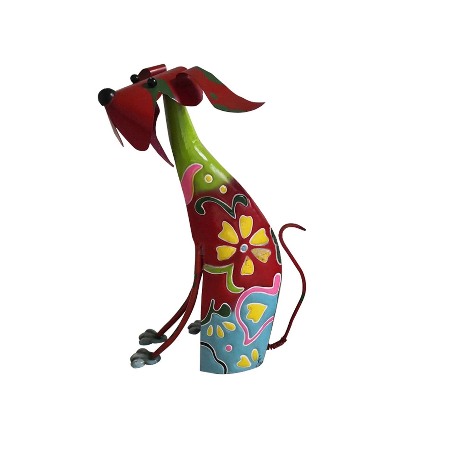 15 Inch Decorative Metal Dog Sculpture Multicolor By Benzara BM04287