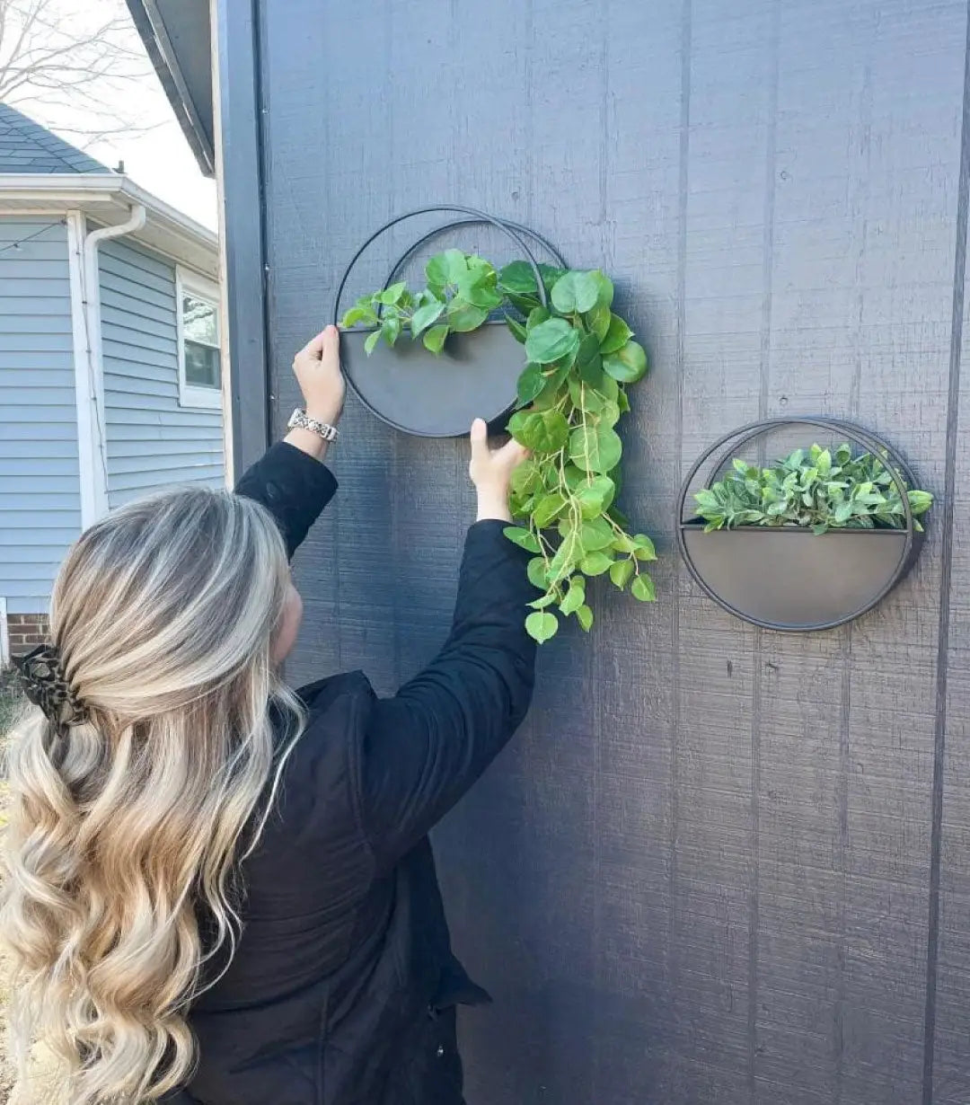 Round Shaped Wall Planter with Metal Frame Round Shaped Wall Planter with Metal Frame