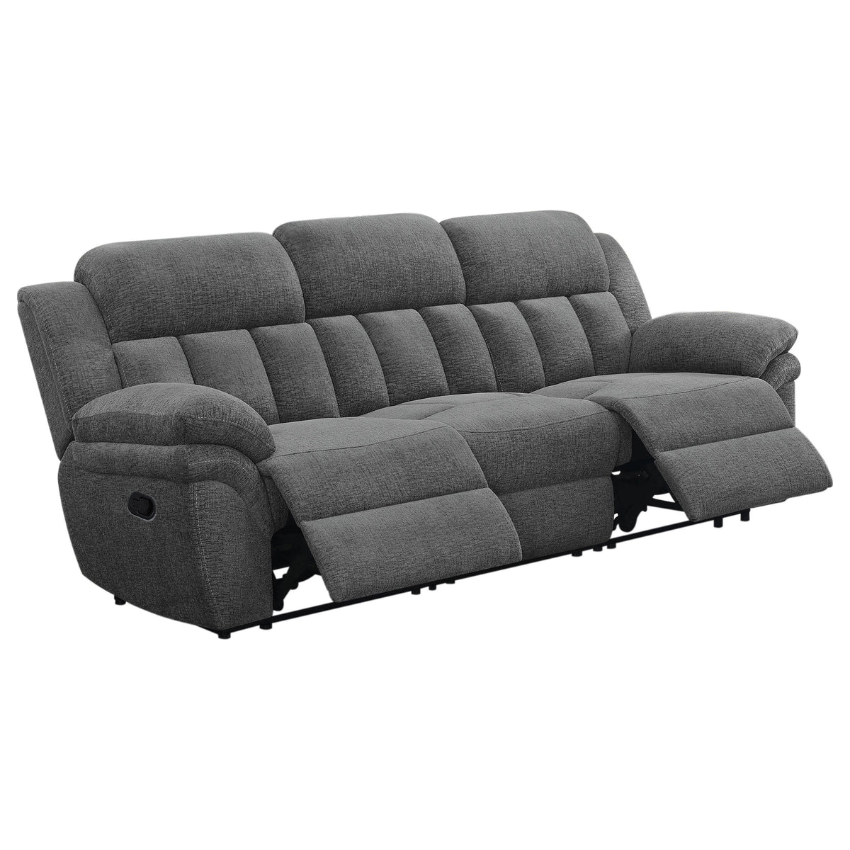Jak 99 Inch Sofa, Power Recliner, Padded Backrest, Charcoal Gray Fabric By Casagear Home