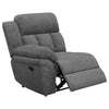 Jak 99 Inch Sofa, Power Recliner, Padded Backrest, Charcoal Gray Fabric By Casagear Home