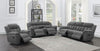 Jak 99 Inch Sofa, Power Recliner, Padded Backrest, Charcoal Gray Fabric By Casagear Home