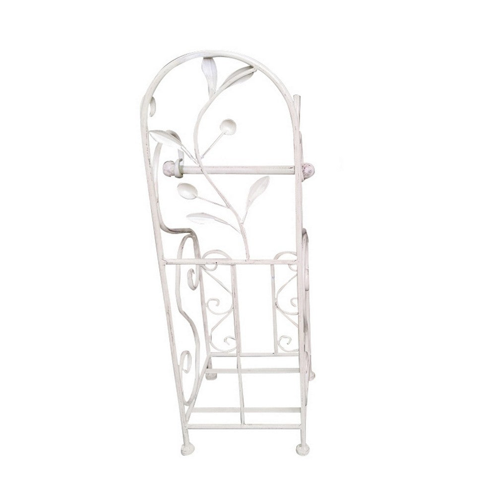 Noe Benzara Classic Free standing Metal Toilet Paper Holder, Off White