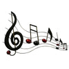 26 Inch Handmade Metal Wall Mount Accent Decor with Musical Notes and Treble Clef Black Red By The Urban Port BM05414